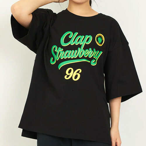 樂天商城 - クラップ clap クラップストロベリー ビッグティー Tシャツ フィットネス 半袖 ウィメンズ CTS26021-DBK