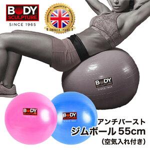 BODY SCULPTURE バランスボール 55cm アンチバースト ジムボール　ダイエット器具 ダイエット　骨盤補正 体幹運動 ストレッチ エクササイズ　トレーニング　筋トレ　バランス　空気入れ付き