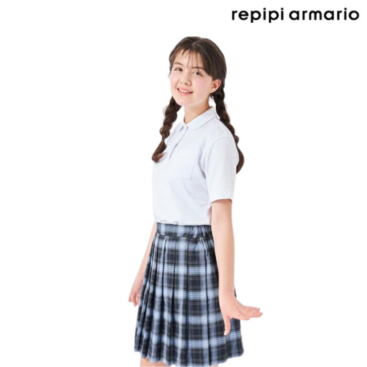 樂天商城 - repipi armario レピピアルマリオ ジュニア スクール 半袖 スクール ポロシャツ 111-854 アーチ襟 子供 女子