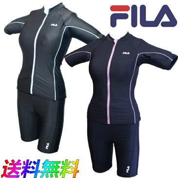 FILA フィラ 水着 レディース タンキニ フルジップ 半袖セパレート フィットネス スイム ウェア 120-674 ガールズ スクール水着 大人女性サイズ FITNESS SWIM