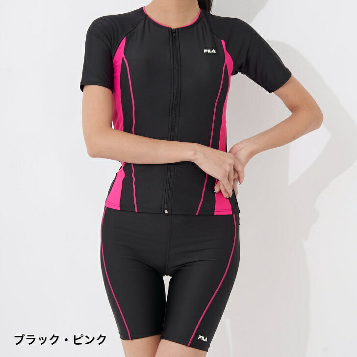 FILA フィラ 水着 レディース 半袖 タンキニ フルジップ セパレート フィットネス スイム ウェア 313-203 女性サイズ FITNESS SWIM spocon-10000383 スポコン 楽天市場店 サンプル画像2