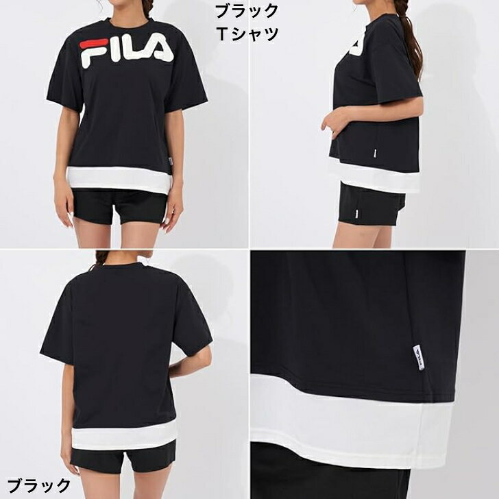 FILA フィラ 水着 レディース スイム シャツ セット ロゴTシャツ付き タンキニ 水着4点セット 324-601 女性サイズ FITNESS SWIM spocon-10000495 スポコン 楽天市場店 サンプル画像3