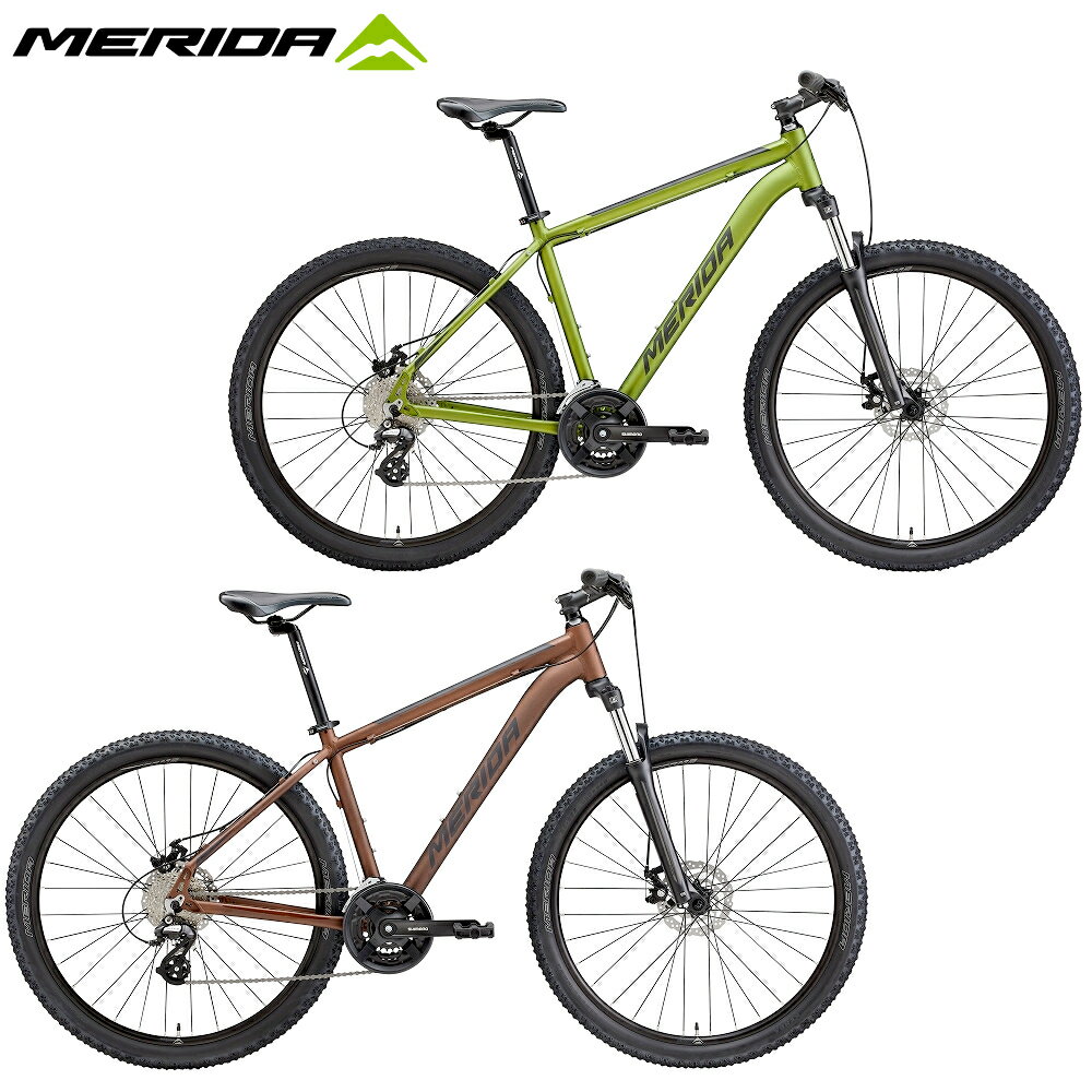 メカニカルディスクブレーキ搭載&27.5" ホイールで気軽にMTBを楽しめる、エントリーモデル SR Suntour製100mmトラベルサスペンションとメカニカルディスクブレーキを採用したMERIDA27.5” マウンテンバイクのエントリーモデル。27.5”ホイールならではの軽量かつ優れた加速性能やハンドリングと、26インチに比べて高い巡航性能が街乗りでもオフロードでも走りに楽しさと余裕を与える。 フレーム BIG.SEVEN Speed-D フォーク SR SUNTOUR XCT30 100 STR ヘッドセット FSA NO.10P リアサスペンション N.A. ギヤクランク Shimano Tourney FC-TY301 42-34-24T CG L:170mm(S/M) L:175mm(L) BBセット FSA TH-7420ST Cartridge Bearing F.ディレーラー Shimano FD-TY700 R.ディレーラー Shimano RD-M310 シフター Shimano ST-EF500 F.ブレーキセット C.STAR BX351 Mechanical Disc Brake R.ブレーキセット C.STAR BX351 Mechanical Disc Brake ブレーキローター Shimano RT-10 160mm リム MERIDA CC 32H チューブレス対応 - スポーク Steel black F.ハブ Shimano TX505 R.ハブ Shimano TX505 タイヤ KENDA K1080 27.5x2.2" ギヤ SUNRACE CSM66 11-32T 8S チェーン KMC NS8 ハンドルバー MERIDA SPEED OS aluminium 580 WHB 15 RHB ハンドルステム MERIDA SPEED OS 6 L:70mm(S) L:90mm(M/L) サドル MERIDA SPORT シートピラー MERIDA SPEED φ 27.2 シートクランプ MERIDA COMP QR ペダル VPE-891 チューブ・バルブ 仏式バルブ 付属品 ベル・ロック・リフレクター 重量 14.9kg(M) ※商品の仕様は予告無く変更される場合がございます。また、掲載されています写真は実際の品と異なることがございます。 ※ご注文後のサイズおよびカラー変更は受け付けておりません。