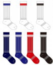 ￥460(税抜) スポコバ オリジナルサッカーストッキング(2本ライン入り) 品番：SPOKOBA SOCKS カラー：1119　ホワイト×ブラック サイズ：19〜21cm、22〜24cm、25〜27cm、27〜29cm 素材：ポリエステル、綿、ナイロン、ポリウレタン 生産国：日本製