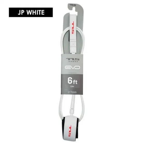 ◆メーカー◆　TOOLS ◆モデル◆　EVO　LEASH　6ft ◆カラー◆　WHITE ◆サイズ◆　LENGH：6ft （1．8m） 　　　　　THICKNESS：7mm ◆定　価◆　￥5000－（税抜） ◆その他◆　新品・未使用・正規品 ◆商品情報◆　 毎日のサーフィンを安全に、そして快適に楽しむために開発されたTLSリーシュコード「FIVESTAR（ファイブスター）」の進化版【EVO（エヴォ）】シリーズ。 ■ 仕様 JOINT：パイプラインやチョープ―などで実証された強度の高いソリッド構造と水の抵抗を極限まで抑える設計 STRAP OUTER：高い剛性と防水性をもつカフ本体。水の吸収を防ぐことで重くならない素材。 SILICON PRINT INNER：カフのインナーにシリコン滑り止め加工。 CUFF PAD：クッション性の高いカフパッドで足の形にフィット。 VELCRO：サーフ中に外れにくいようベルクロを表面まで延長。 5cm WIDE CUFF：一般的なカフよりも幅広にすることで足首への負担を軽減。 LEASH STRING：TLSオリジナルリーシュストリング付属