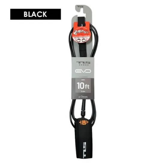 ◆メーカー◆　TOOLS ◆モデル◆　EVO　LEASH　10ft　KNEE｜膝下 ◆カラー◆　BLACK ◆サイズ◆　LENGH：10ft　（3m） 　　　　　THICKNESS：7mm ◆定　価◆　￥5600－（税抜） ◆その他◆　新品・未使用・正規品 ◆商品情報◆　 毎日のサーフィンを安全に、そして快適に楽しむために開発されたTLSリーシュコード「FIVESTAR（ファイブスター）」の進化版【EVO（エヴォ）】シリーズ。 リーシュのカフによるヒザ裏のスレを軽減する設計が施されたモデル。 ■ 仕様 JOINT：パイプラインやチョープ―などで実証された強度の高いソリッド構造と水の抵抗を極限まで抑える設計 STRAP OUTER：高い剛性と防水性をもつカフ本体。水の吸収を防ぐことで重くならない素材。 SILICON PRINT INNER：カフのインナーにシリコン滑り止め加工。 CUFF PAD：クッション性の高いカフパッドで足の形にフィット。 VELCRO：サーフ中に外れにくいようベルクロを表面まで延長。 LEASH STRING：TLSオリジナルリーシュストリング付属 　 ココがポイント！！ ニーリーシュの弱点だった「擦れ」によるダメージを徹底的にカバーした設計＆着用方法。 1, 擦れの原因になるベルクロ部を幅広カフでカバー 2, 通常着用方法とは逆巻きにすることで、ベルクロ部の露出がなくなりダメージを軽減 2つのアプローチで「擦れない」リーシュコードが完成しました。