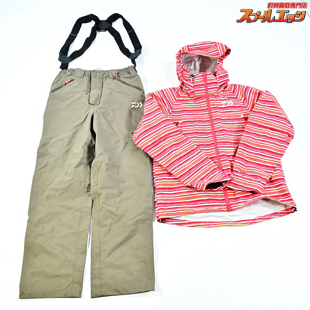 Rakuten - 【中古】 ダイワ レインマックス デタッチャブル レインスーツ DR-3005 ピンクボーダー サイズXL DAIWA