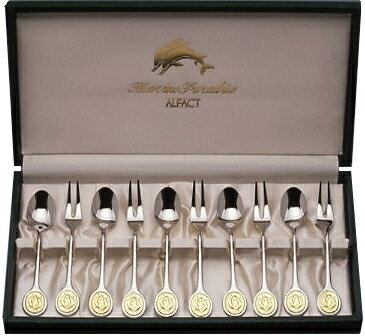 Rakuten - ALFACT イルカシリーズ スプーン・フォークセット10pc 【名入れは裏面のみ可能！】【日本製/荒澤製作所】