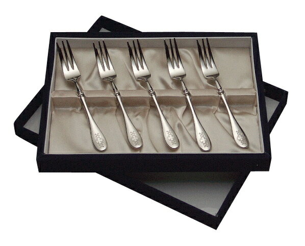 ALFACT シャルル ケーキフォーク5pc カトラリーセット (名入れ無料)【日本製/荒澤製作所】