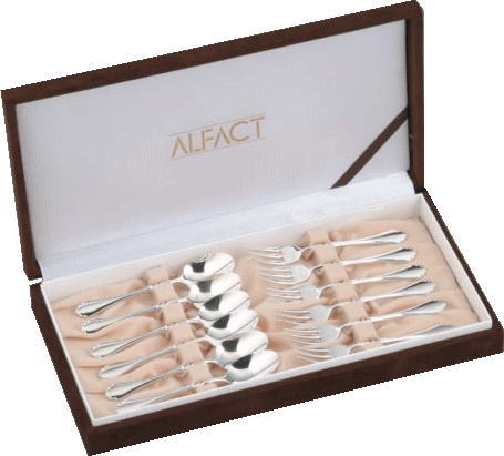 ALFACT 洋白銀器フルール コーヒー姫フォークセット12pc カトラリーセット (名入れ無料)【日本製/荒澤製作所】 1