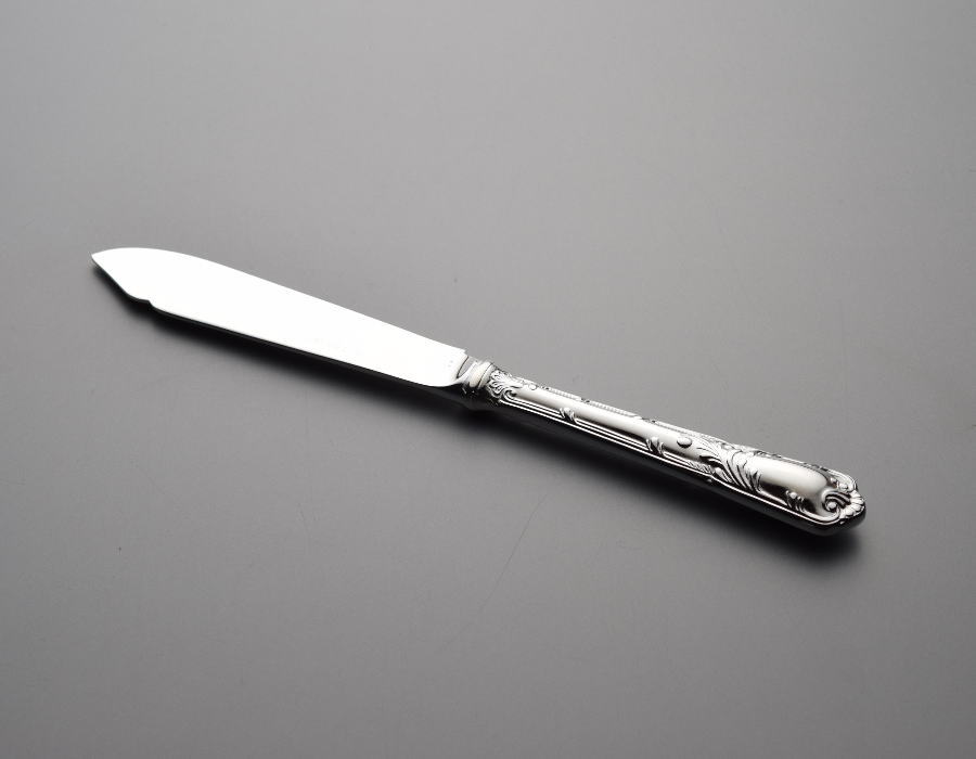 ALFACT 洋白銀器 唐草 フィッシュナイフ (最中柄) 【名入れは表面のみ可能！】【日本製/荒澤製作所/カトラリー】 2