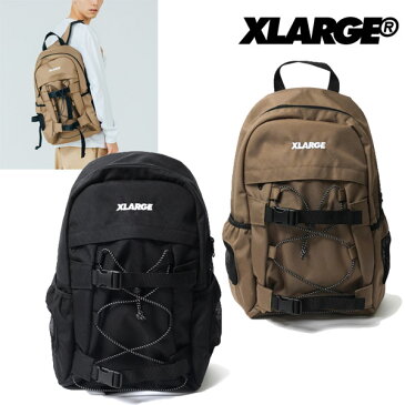 あす楽 送料無料 エクストララージ XLARGE STANDARD LOGO TRUCK HOOK BACKPACK ブラック ベージュ ONESIZE 01193018 | リュック バックパック メンズ バッグ 通勤 通学 アウトドア 日本正規品 PC収納 大容量 刺繍 スポーティ ロゴ カジュアル コード付き メッシュ収納