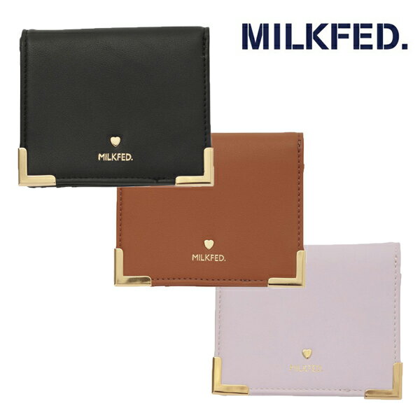 ミルクフェド 財布 MILKFED POINT HEART WALLET ブラック ブラウン ライトピンク ONESIZE 103211054007 財布 小物 雑貨 コンパクト レディース 二つ折り ブランド ロゴ スクエア シンプル 型押し プレゼント 贈り物 中学生 高校生 大学生 学生 トレンド