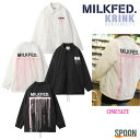 ミルクフェド コーチジャケット レディース ミルクフェド アウター MILKFED×KRINK COACH JACKET ホワイト ブラック ONESIZE 103213021017 ジャケット ブルゾン レディース オーバーサイズ ゆったり フード付き ドロップショルダー ガーリー スポーティ ロゴ ナイロン 裏地付き クリンク コラボ 中学生 高校生 大学生