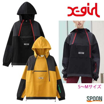 あす楽 送料無料 エックスガール X-girl MOUNTAIN SWEAT HOODIE ブラック ベージュ S M 105214012023 | トップス フーディー スウェット スエット パーカー レディース オーバーサイズ メンズライク ロゴプリント FACEロゴ ビッグサイズ マウンテンジャケット