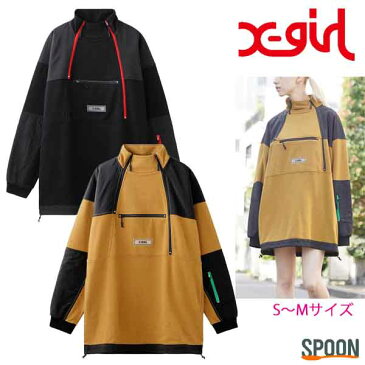 あす楽 送料無料 エックスガール X-girl MOUNTAIN SWEAT DRESS ブラック ベージュ S M 105214041001 | トップス フーディー スウェット スエット パーカー レディース オーバーサイズ メンズライク ロゴプリント FACEロゴ ビッグサイズ マウンテンジャケット ワンピース