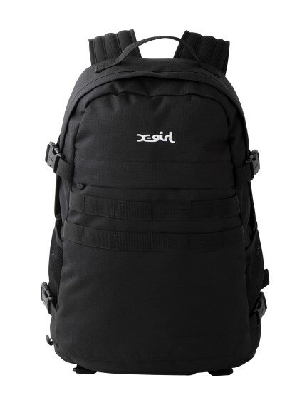 あす楽 送料無料 エックスガール X-girl MILLS LOGO ADVENTURE BACKPACK ブラック レッド マルチ ONESIZE 105215053001 | リュック バックパック レディース バッグ 通勤 通学 アウトドア 日本正規品 PC収納 大容量 刺繍 スポーティ メンズライク ロゴ