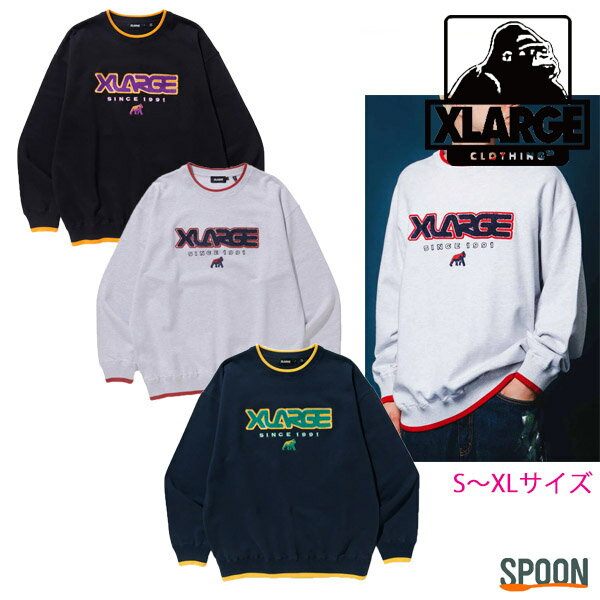 楽天spoon楽天市場店XLARGE エクストララージ スウェット ATHLETIC LOGO CREWNECK SWEAT ブラック アッシュ ネイビー S M L XL 101224012015 トップス スウェット メンズ クルーネック シンプル ストリート カジュアル 裏毛 トレーナー ロゴ 刺繍 中学生 高校生 大学生 学生 トレンド