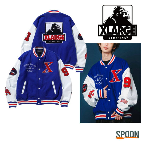 楽天spoon楽天市場店エクストララージ アウター XLARGE OG LOGO VARSITY JACKET レッド ブルー S M L XL 101224021007 ジャケット ジャンバー メンズ プレゼント 贈り物 上着 コットン シンプル ストリート カジュアル サガラ刺繍 刺繍 大学 上着 中学生 高校生 大学生 学生 トレンド