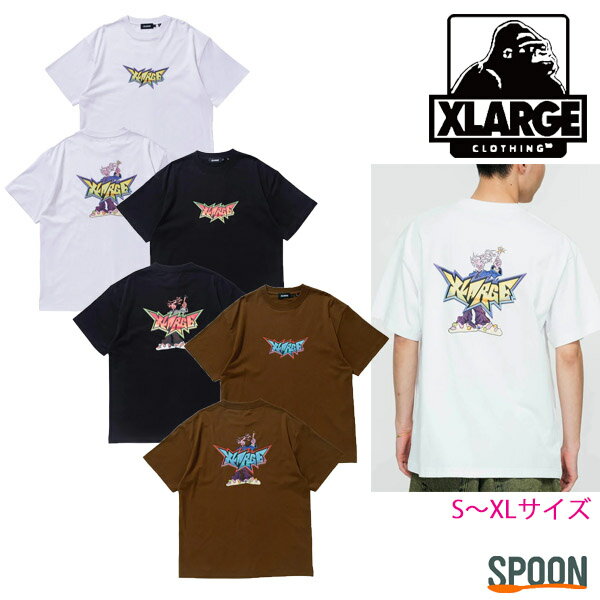 XLARGE エクストララージ tシャツ BURNING MONSTER 1 S/S TEE 101232011017 メンズ トップス カットソー 半袖 ロゴt ティーシャツ カジュアル ストリート ベーシック シンプル 中学生 高校生 大学生 ホワイト ブラック ブラウン S M L XL