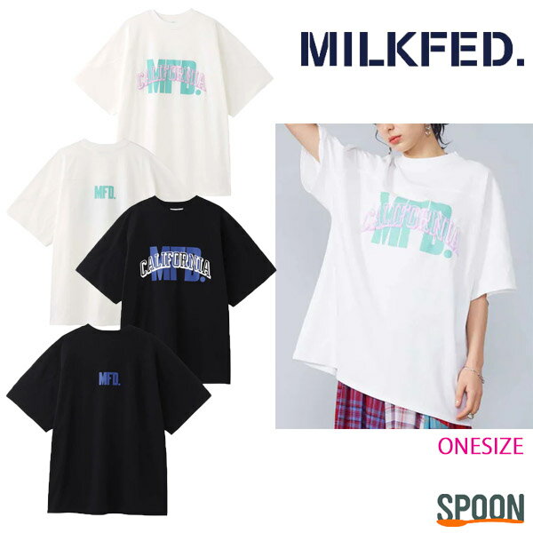 MILKFED ミルクフェド tシャツ SS FOOTBALL TOP 103232013024 レディース トップス カットソー 半袖 おしゃれ ロゴt プリントTシャツ ティーシャツ カジュアル ガーリー フットボールt ビッグ ビッグシルエット プレゼント 贈り物 旅行 おでかけ ホワイト ブラック ONESIZE