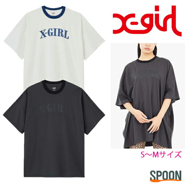 エックスガール ワンピース X-girl エックスガール tシャツ RINGER S/S BIG TEE DRESS 105232041011 ワンピ ワンピース トップス レディース カットソー オーバーサイズ ロゴt ティーワンピ カジュアル ガーリー ドロップショルダー トレンド 流行 プレゼント 贈り物 ホワイト チャコール S M