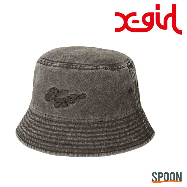 20%OFF エックスガール 帽子 ハット レディース トレンド プレゼント スタンダード カジュアル ストリート ベーシック シンプル ロゴ バケットハット ピグメント風 日焼け対策 中学生 高校生 大学生 学生 X-girl WASHED BUCKET HAT ブラック ONESIZE 105232051012(4)