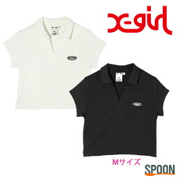 エックスガール ポロシャツ（レディース） X-girl エックスガール トップス S/S BABY POLO TOP 105233013017 ポロシャツ レディース ポロ ショート丈 カットソー シンプル カジュアル ストリート ヘルシー Y2K ホワイト ブラック M