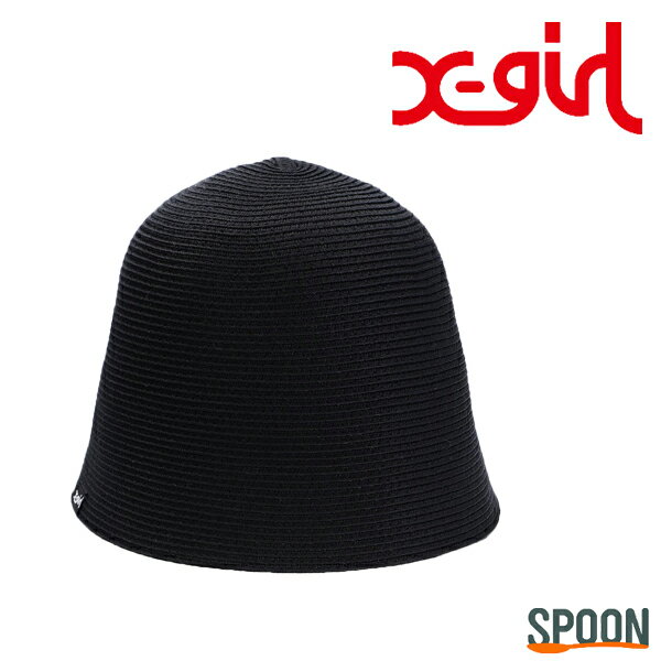 Rakuten - X-girl エックスガール 帽子 WASHABLE BRAID HAT 105233051002 ハット レディース トレンド プレゼント スタンダード カジュアル ストリート ベーシック シンプル ロゴ 日焼け対策 中学生 高校生 大学生 学生 ブラック ONESIZE