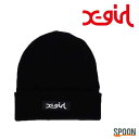 X-girl エックスガール ニット帽 BOX LOGO KNIT CAP 105233051005 ニットキャップ 帽子 レディース プレゼント スタンダード カジュアル ストリート ベーシック シンプル ロゴ ボックスロゴ ブラック ONESIZE