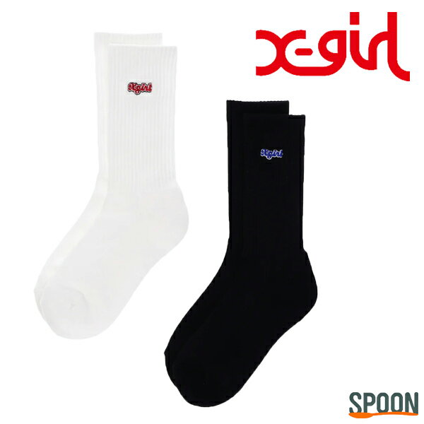 楽天spoon楽天市場店X-girl エックスガール 靴下 PUDGY LOGO RIB SOCKS 105233054001 ソックス 靴下 カジュアル レディース メンズライク ストリート ロゴ 刺繍 リブソックス シンプル シンプル ベーシック 中学生 高校生 大学生 ホワイト ブラック ONESIZE