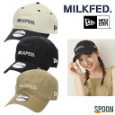 MILKFED ミルクフェド 帽子 MILKFED.xNEW ERA STENCIL LOGO CAP 103242051002 キャップ レディース プレゼント 刺繍 6パネル スタンダード カジュアル ストリート ベーシック シンプル 調整可能 アジャスター付き ロゴ コラボ ニューエラ 中学生 高校生 大学生 学生 トレンド