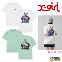 X-girl エックスガール TWO TONE RABBIT S/S TEE 105241011022 tシャツ レディース トップス カットソー 半袖 おしゃれ ロゴt プリントTシャツ ラビット うさぎ ミルズロゴ ティーシャツ カジュアル メンズライク ストリート プレゼント(4)