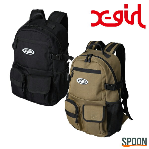 X-girl エックスガール バックパック MULTI POCKET BACKPACK 105241053007 リュック バックパック レディース バッグ 通勤 通学 新入学 新学期 アウトドア PC収納 大容量 刺繍 スポーティ メンズライク ロゴ カジュアル オーバルロゴ 中学生 高校生 大学生