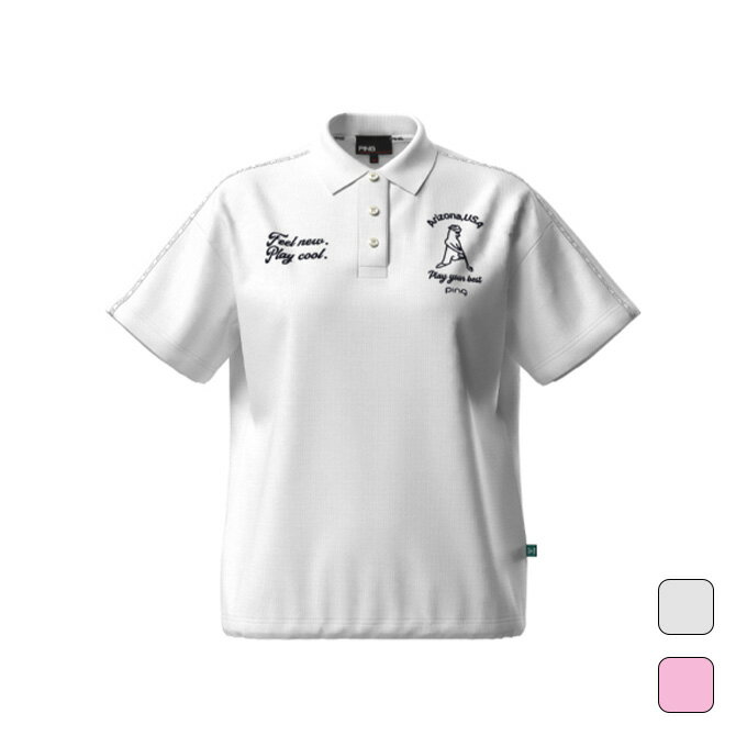 【2,000円OFFクーポン発行中】 ピン PING レディース ゴルフ ウェア 半袖 ハーフボタン ポロシャツ ドライミックス裏毛ポロシャツ 6224160200 【2024SS】