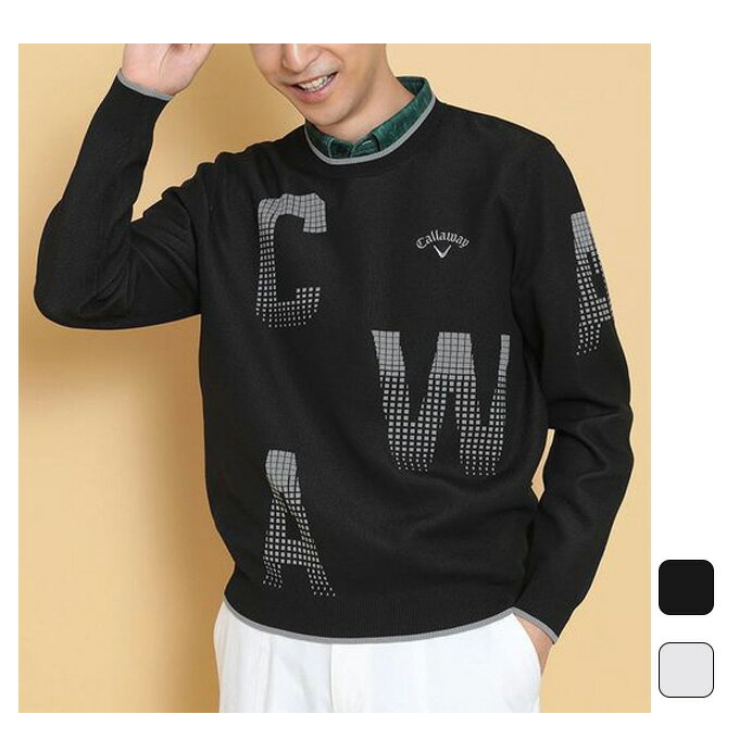 【2,000円OFFクーポン発行中】 キャロウェイ callaway メンズ ゴルフ ウェア トップス セーター クールネック ロゴジャカード ポリエステルニット C24218102 【2024FW】