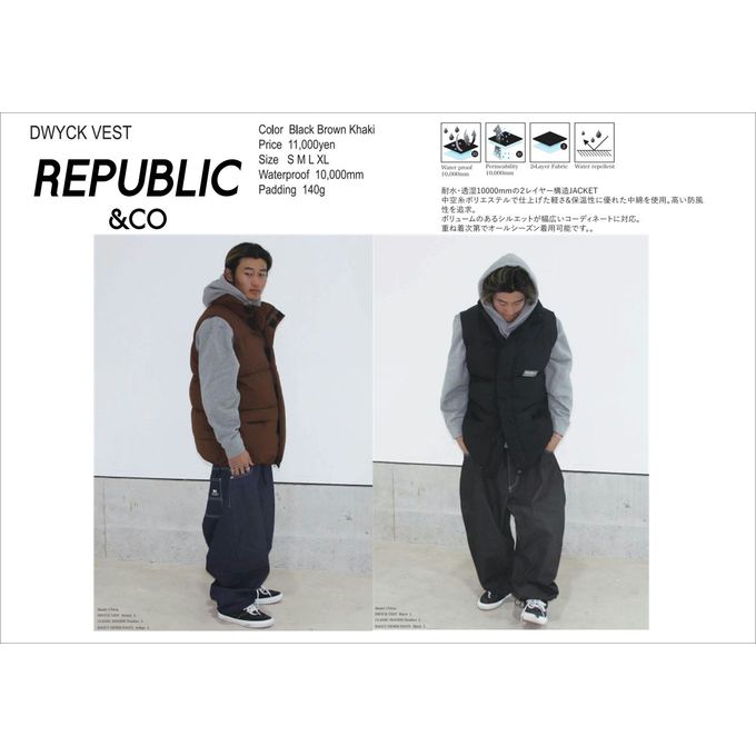 リパブリック REPUBLIC&CO メンズ レディース スノーボード ウェア ジャケット DWYCK VEST 