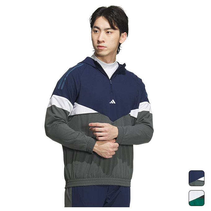 【2,000円OFFクーポン発行中】 アディダス ゴルフ adidas golf メンズ ゴルフ アウター 長袖 ツイストウィーブ アーカイブデザイン サイドジップ付き ハーフジップ長袖フーディー JSC10 【2024FW】