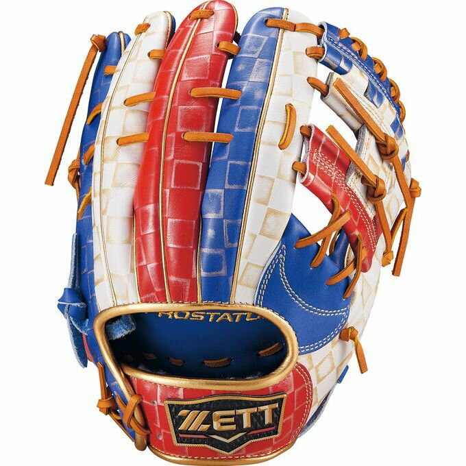 【人気商品】 ■ ゼット ZETT 野球 軟式グラブ 軟式 プロステイタスシリーズ 二塁手・遊撃手用 源田タイプ BRGB32456A 2564ロイヤルブルー/レッド 【2024FW】
