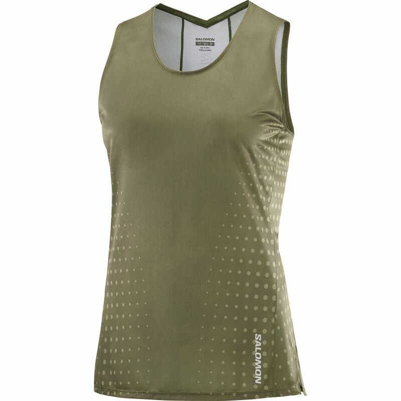 SALOMON サロモン トレイルランニング タンクトップTシャツ SENSE AERO TANK W Leaf/Green LC2045200 ..