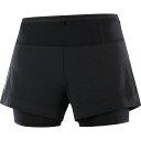 SALOMON サロモン ハーフショーツ パンツ SENSE AERO 2IN1 SHORT W Deep Black LC2037600 レディース ウイメンズ センス エアロ 2in1 ショーツ ハーフパンツ トレイルランニング ランニング トレラン マラソン ジョギング