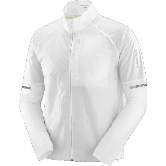 SALOMON サロモン トレイルランニング ウインドブレーカー ジャケット SENSE FLOW Jacket JKT M White/Ash LC2099500 メンズ ウルトラマラソン トレラン ジョギング マラソン ウインドジャケット 半透明 超軽量 防風 保温 通気 撥水 蒸れ対策 ドライ