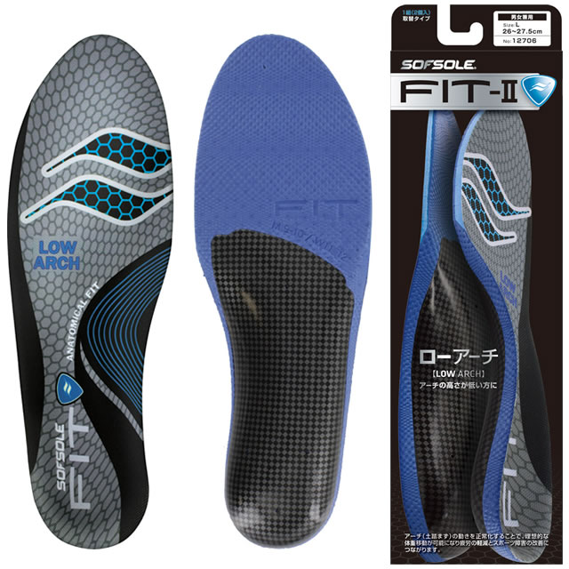 SOFSOLE ソフソール インソール中敷き フィットFIT-2 FIT-II ローアーチ 男女兼用 XS(-23.0cm)