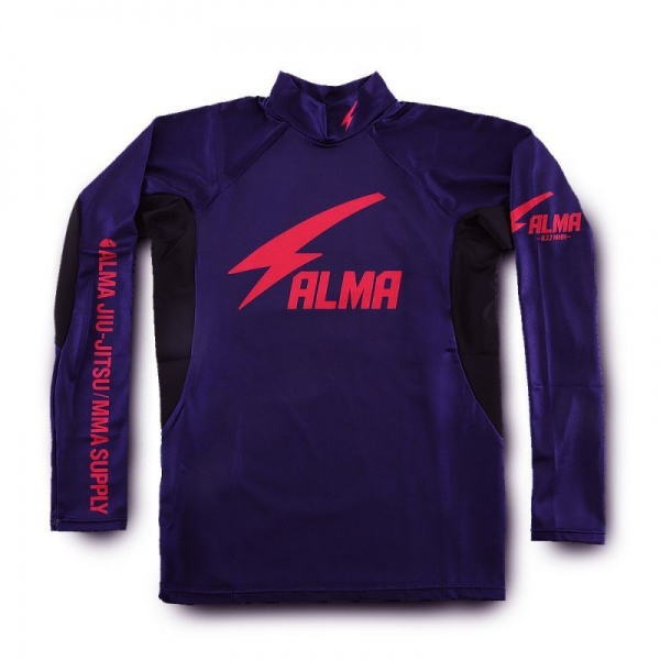 ALMA アルマ 柔術・総合格闘技 サンダー ロングラッシュガード ハイネック長袖Tシャツ ALRH1 Mサイズ 紫
