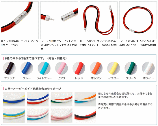 【納期約3-4週間】セブ SEV スポーツネックレス ルーパータイプ3G ホワイト2本/ブラック 2