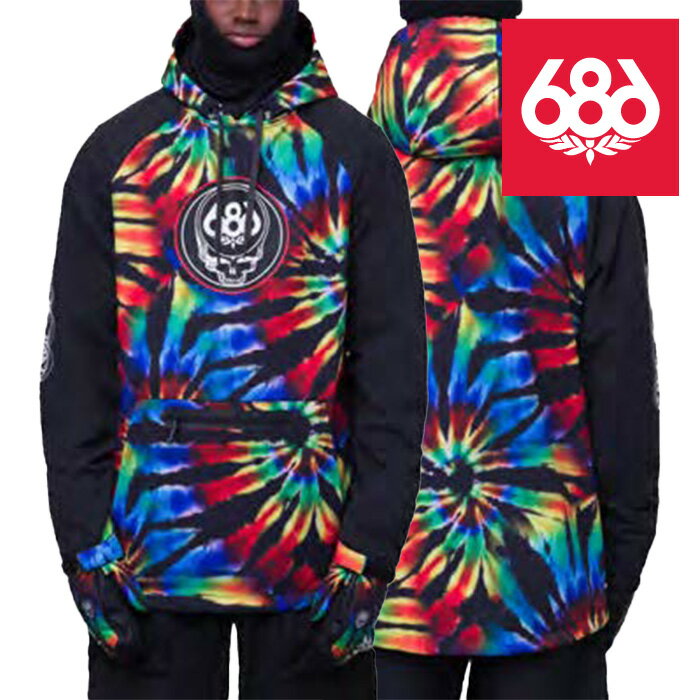 スノーボード ウェア ジャケット シックスエイトシックス 686 MEN'S WATERPROOF HOODY Grateful Dead Black Tie Dye メンズ 男性 フーディ パーカー 23-24 日本正規品