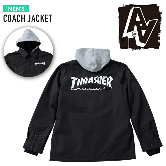 スノーボード ウェア ジャケット ダブルエー ハードウェア AA HARDWEAR CO. COACH JACKET Thrasher Black REGULAR FIT MEN'S メンズ 男性 コーチジャケット 23-24 日本正規品