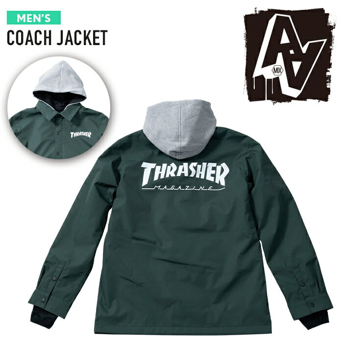 スラッシャー コーチジャケット メンズ スノーボード ウェア ジャケット ダブルエー ハードウェア AA HARDWEAR CO. COACH JACKET Thrasher Green REGULAR FIT MEN'S メンズ 男性 コーチジャケット 23-24 日本正規品