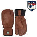 Xm[{[h O[u wXg HESTRA 3-FINGER FULL LEATHER SHORT Brown 33872 X[tBK[ t U[ V[g XL[  23-24 {Ki