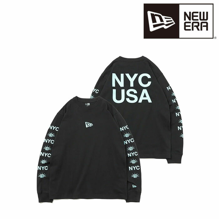 ニューエラ NEW ERA 長袖 コットン Tシャツ New York City NYC フラッグロゴ ブラック × エメラルドグリーン レギュラーフィット 日本正規品のサムネイル